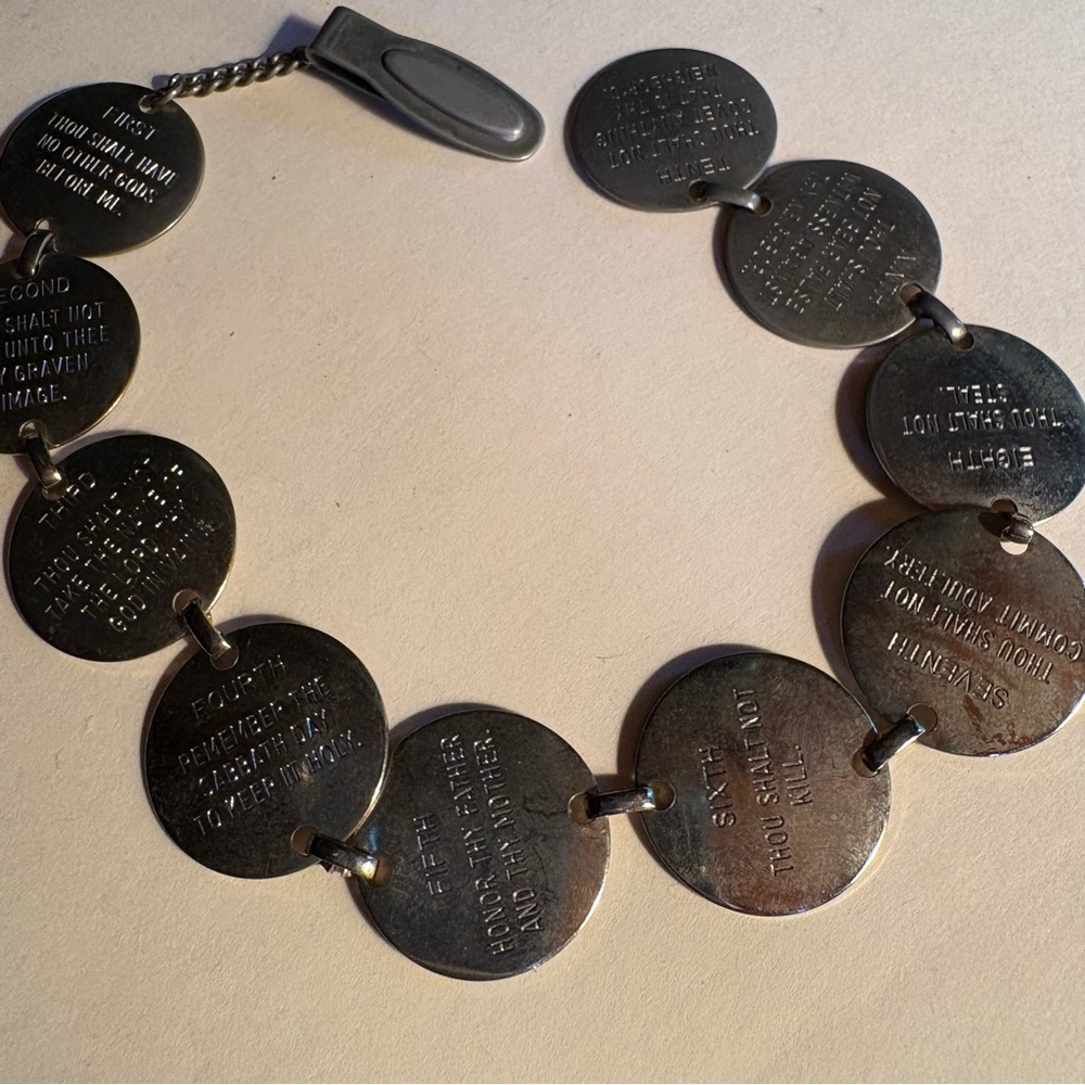 Ten Commandments Silver Disc Bracelet - image 1